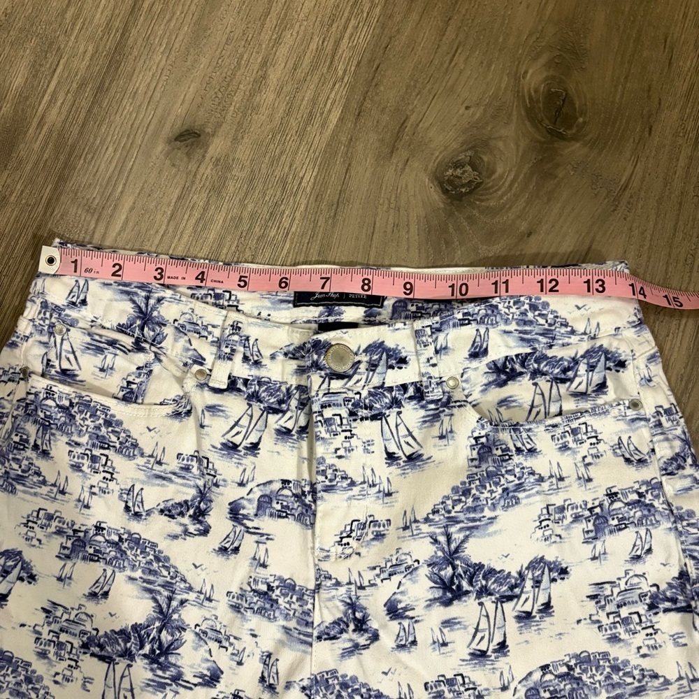 Charter Club Womens Nautical Bristol Capri Pants Jeans Blue White Sz 6P Coastal - Picture 6 of 9